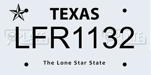 LFR1132 Texas License Plate