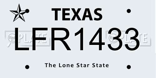 LFR1433 Texas License Plate