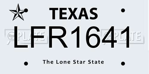 LFR1641 Texas License Plate