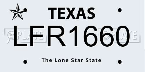 LFR1660 Texas License Plate