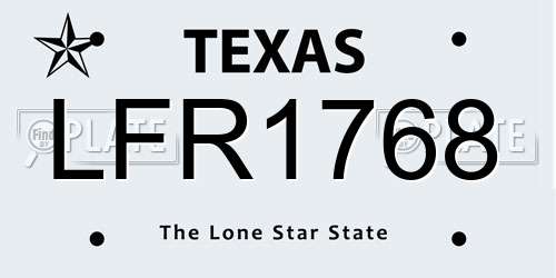 LFR1768 Texas License Plate