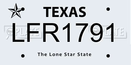 LFR1791 Texas License Plate