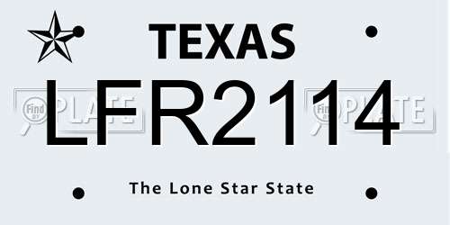 LFR2114 Texas License Plate