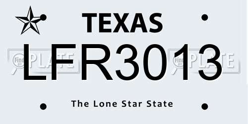 LFR3013 Texas License Plate