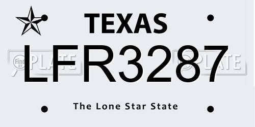 LFR3287 Texas License Plate