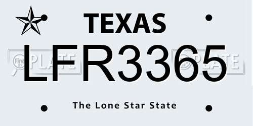 LFR3365 Texas License Plate