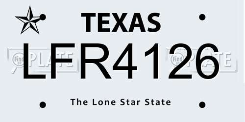 LFR4126 Texas License Plate
