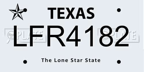 LFR4182 Texas License Plate