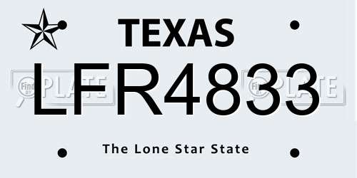 LFR4833 Texas License Plate