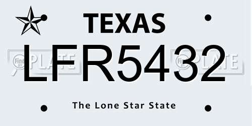 LFR5432 Texas License Plate