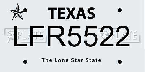 LFR5522 Texas License Plate