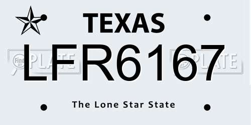 LFR6167 Texas License Plate