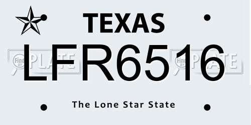 LFR6516 Texas License Plate