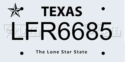 LFR6685 Texas License Plate