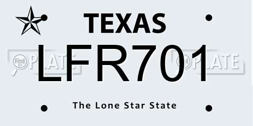 LFR701 Texas License Plate