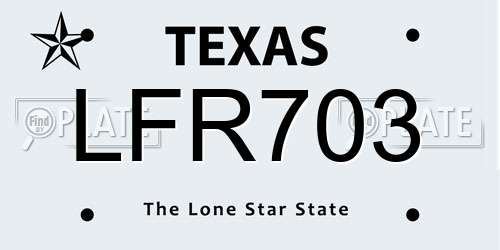 LFR703 Texas License Plate