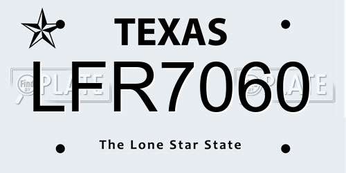 LFR7060 Texas License Plate