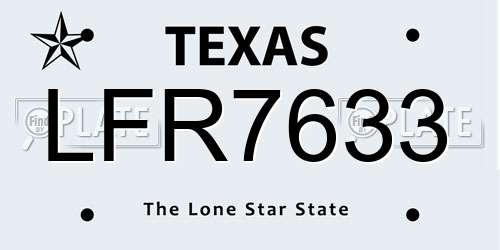 LFR7633 Texas License Plate