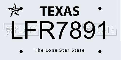 LFR7891 Texas License Plate
