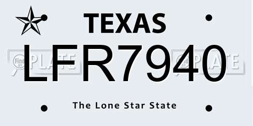 LFR7940 Texas License Plate