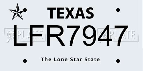 LFR7947 Texas License Plate