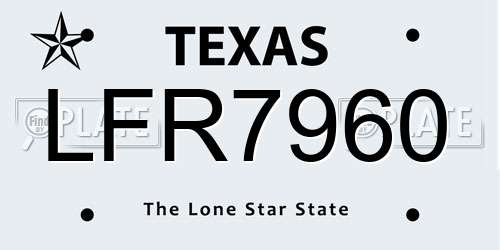 LFR7960 Texas License Plate