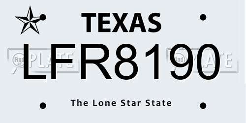 LFR8190 Texas License Plate