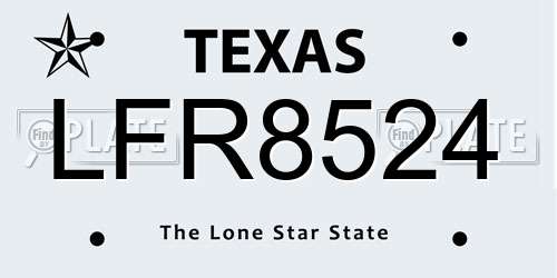 LFR8524 Texas License Plate