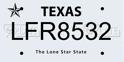 LFR8532 Texas License Plate