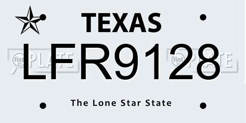 LFR9128 Texas License Plate