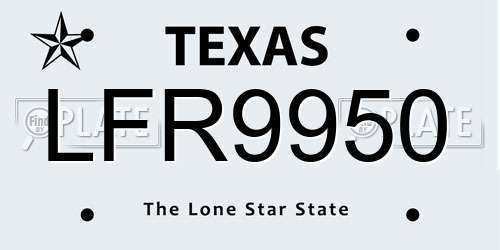 LFR9950 Texas License Plate