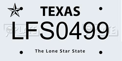 LFS0499 Texas License Plate