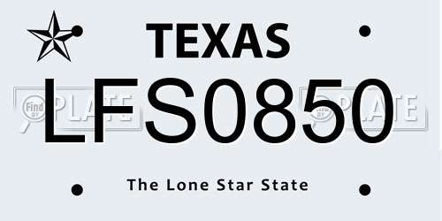 LFS0850 Texas License Plate