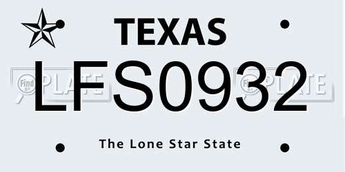 LFS0932 Texas License Plate