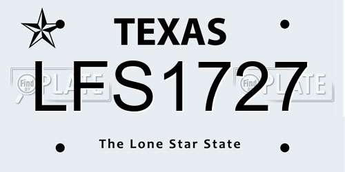 LFS1727 Texas License Plate