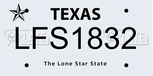 LFS1832 Texas License Plate
