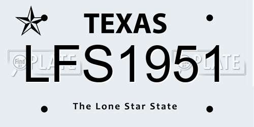 LFS1951 Texas License Plate