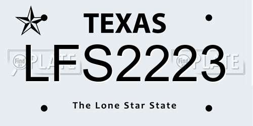 LFS2223 Texas License Plate