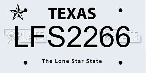 LFS2266 Texas License Plate