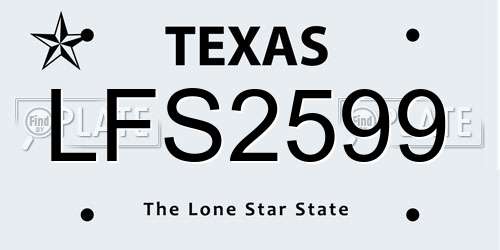 LFS2599 Texas License Plate