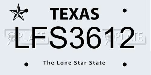 LFS3612 Texas License Plate