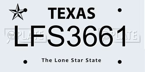 LFS3661 Texas License Plate