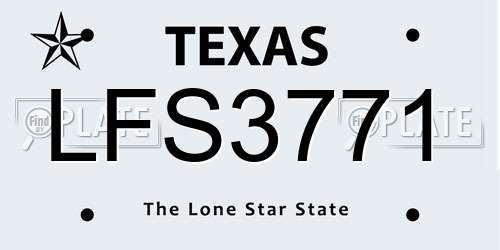 LFS3771 Texas License Plate