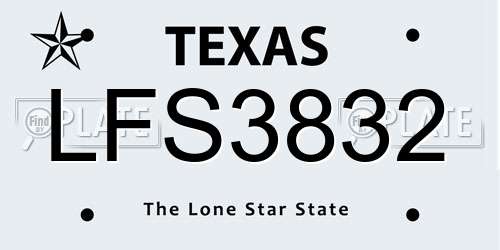 LFS3832 Texas License Plate