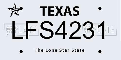 LFS4231 Texas License Plate