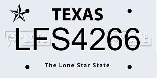 LFS4266 Texas License Plate