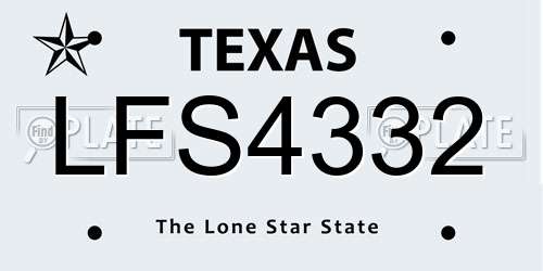 LFS4332 Texas License Plate