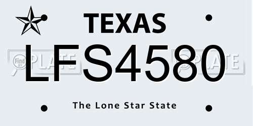 LFS4580 Texas License Plate