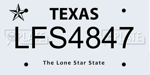 LFS4847 Texas License Plate