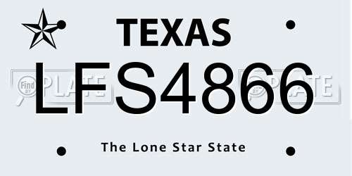LFS4866 Texas License Plate
